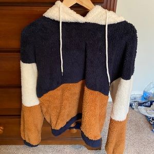 Color blocked teddy bear sweater